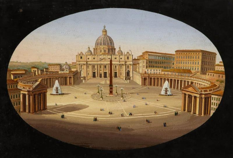 Large Italian Micromosaic Plaque of St Peter s Basilica Venice circa 1860