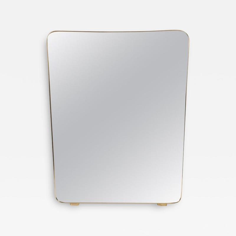 Large Italian Modernist Tapered Brass Mirror 1950ca
