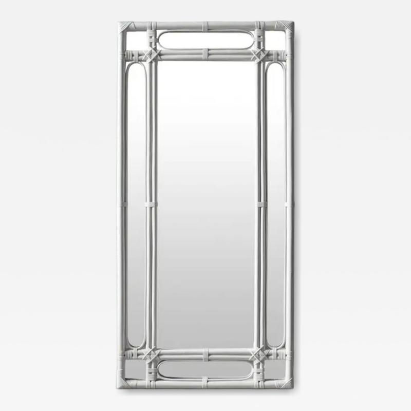 Large Ivory Lacquered Bamboo Mirror Molto Editions