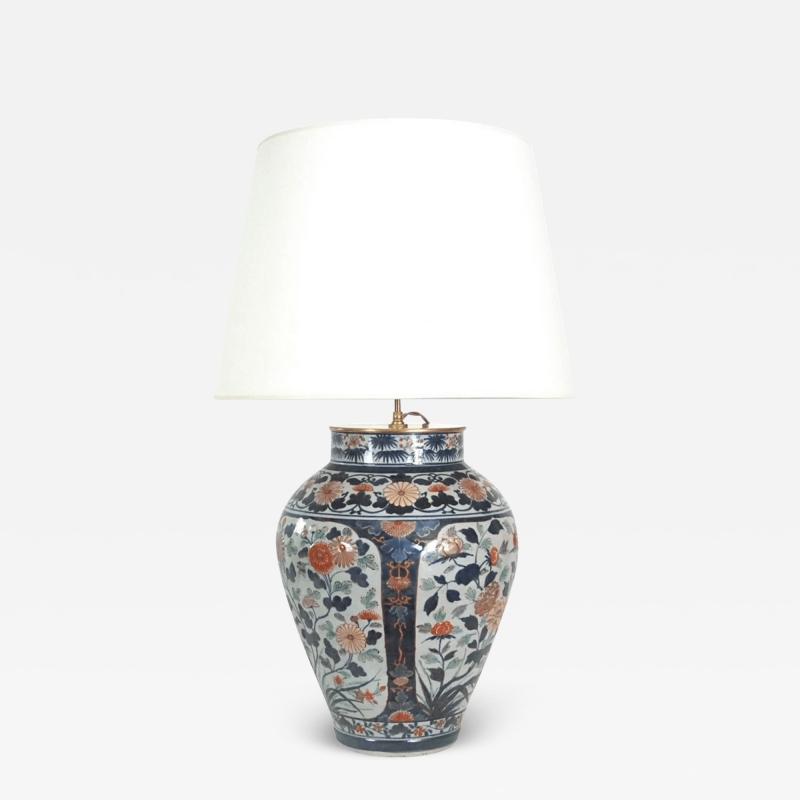 Large Japanese Late Edo Period Imari Vase Table Lamp