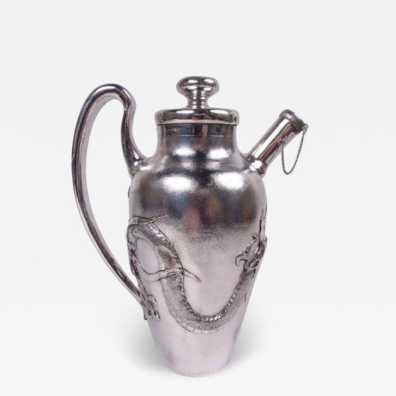 Large Japanese Meiji Silver Cocktail Shaker Dragon Cocktail Shaker