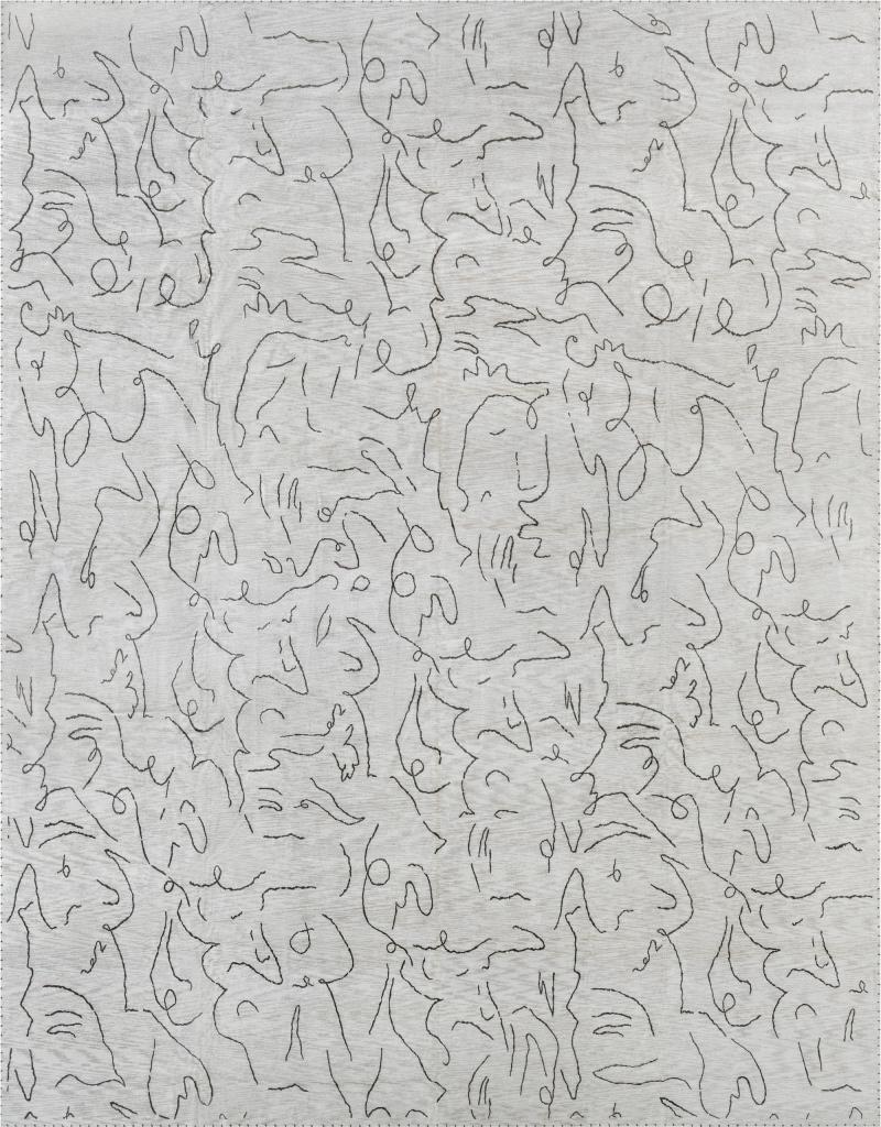 Large Jean Cocteau Design Wool Silk Rug