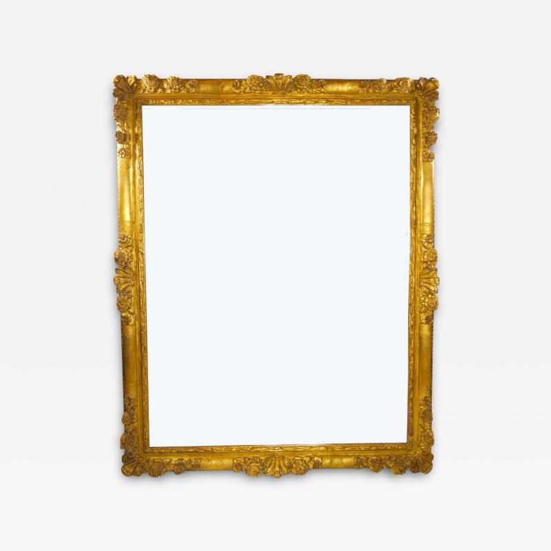 Large Louis XVI Style Gilt Wood Frame Hanging Wall Mirror