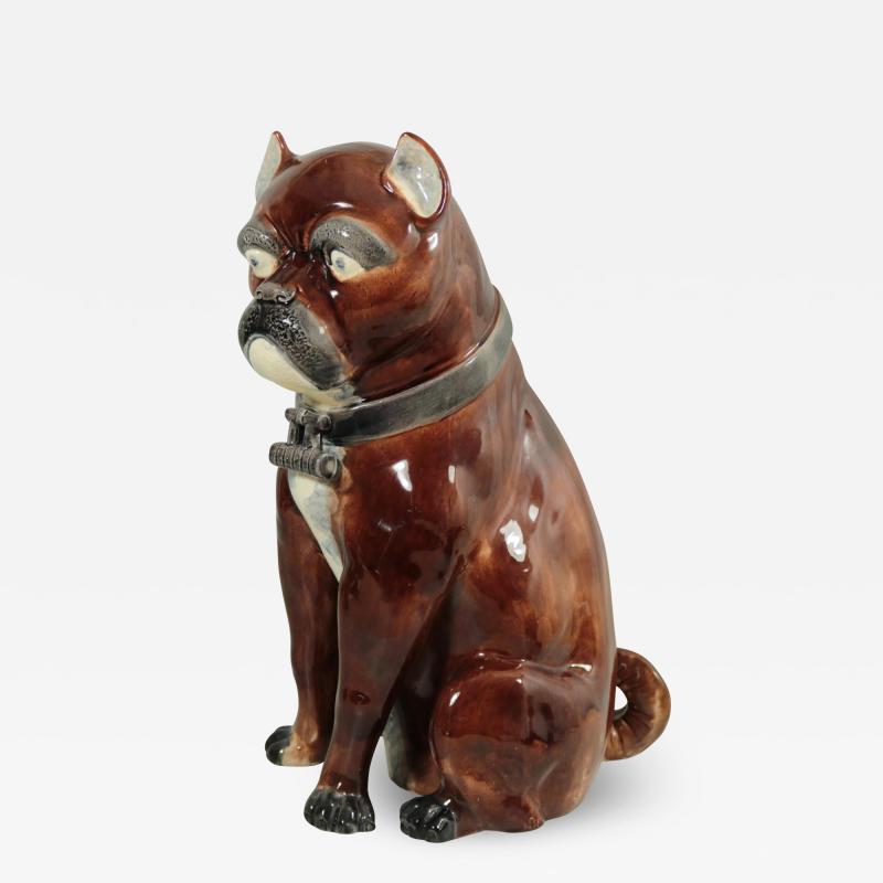 Large Majolica Pug Figure