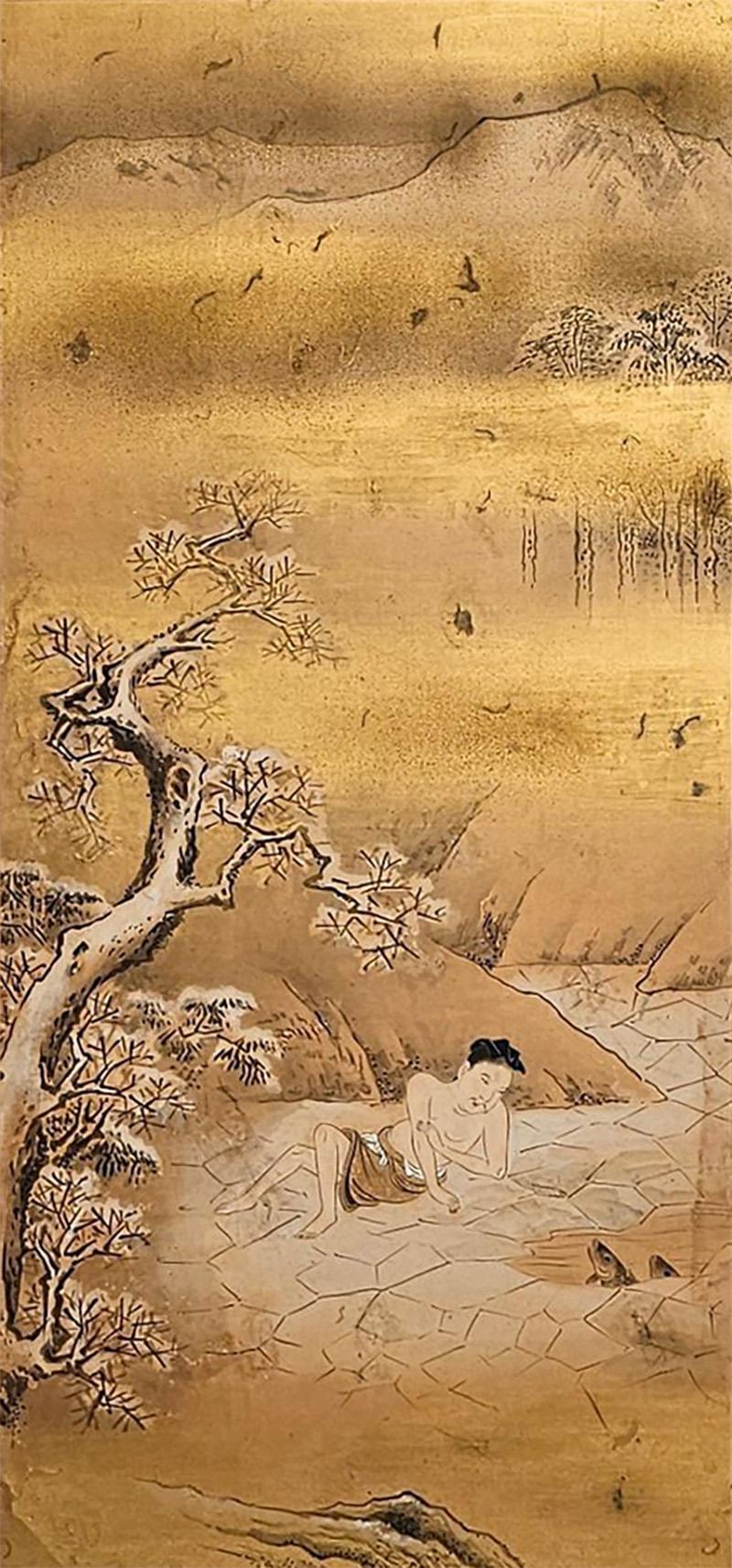 Large Meiji Painting Japan circa 1870