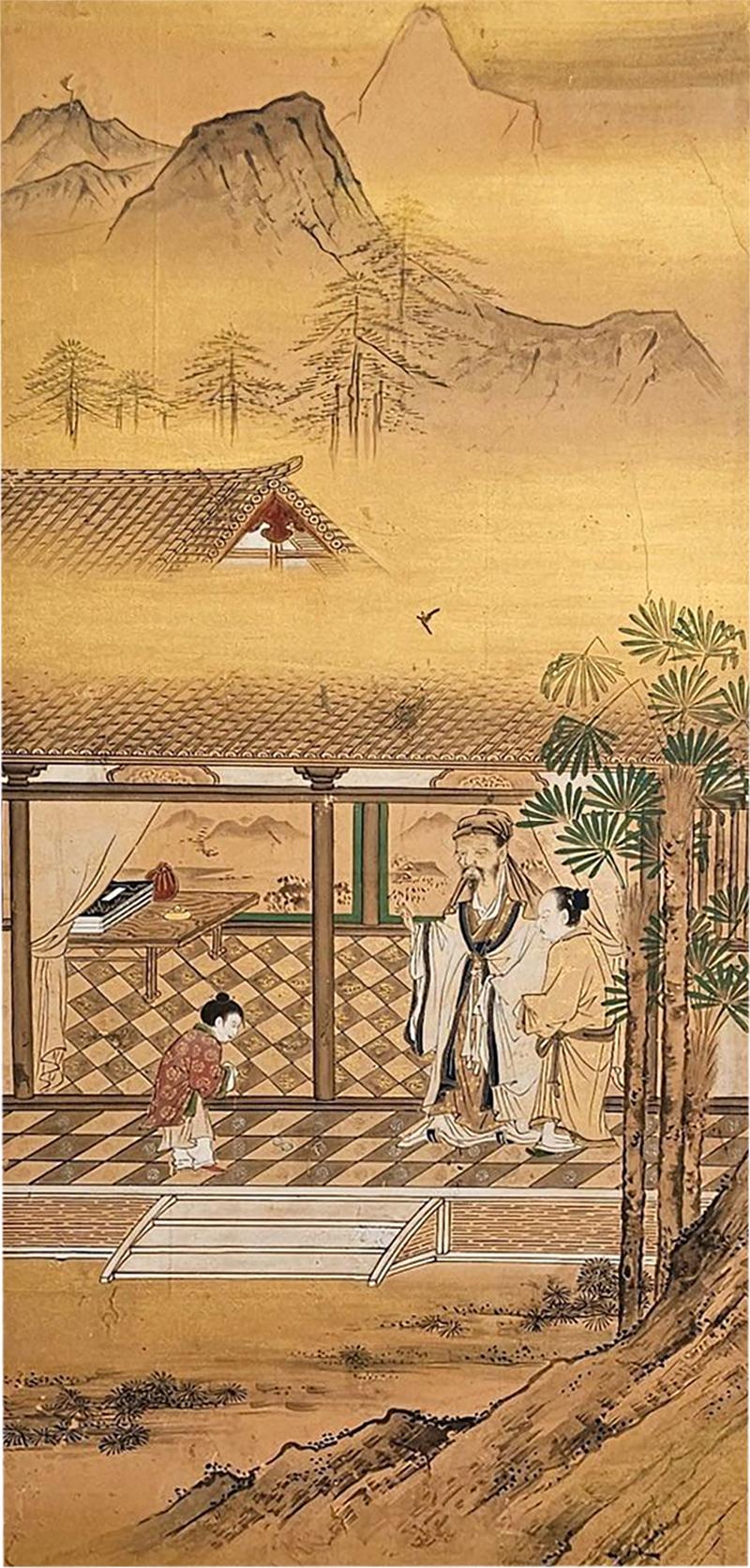 Large Meiji Painting Japan circa 1870