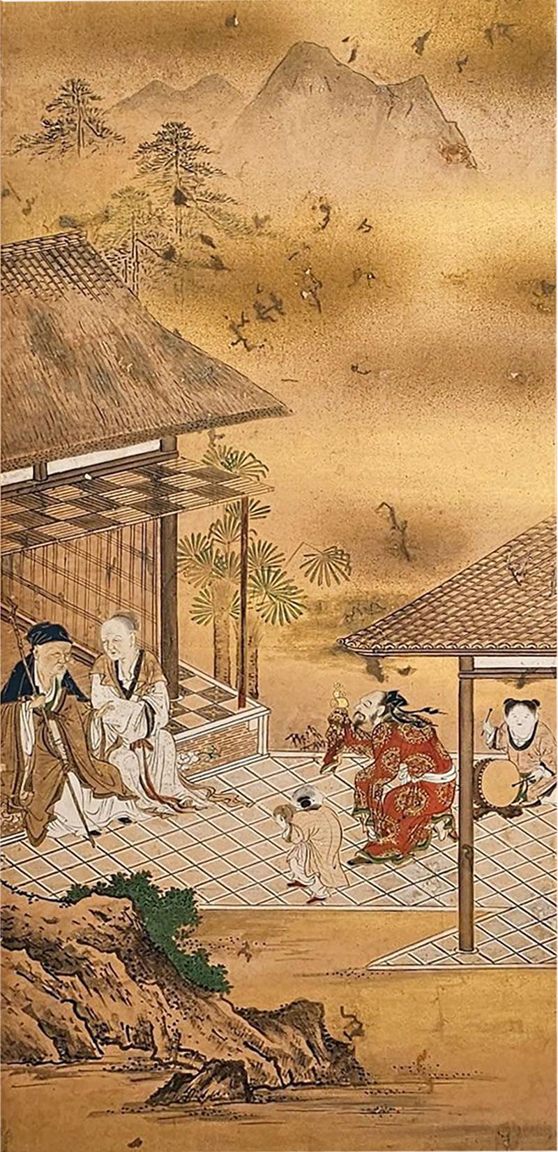 Large Meiji Painting Japan circa 1870