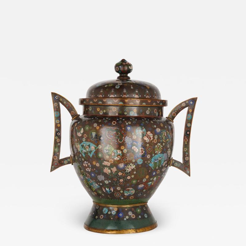 Large Meiji Period Cloisonne Enamel Koro