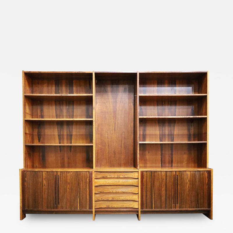 Large Mid Century Modern Rosewood Bookcase and Storage Cabinet