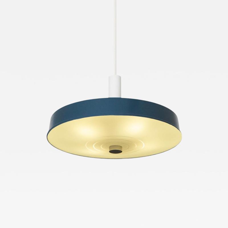 Large Mid Century Pendant Lamp in Painted Metal and Etched Opaline Glass 1960