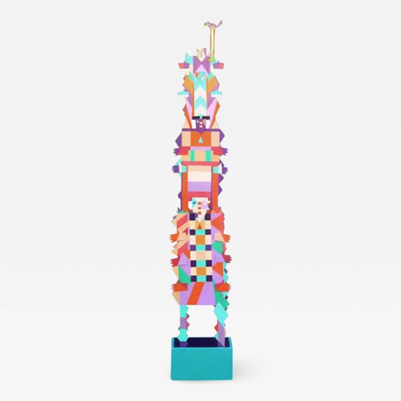 Large Midcentury Postmodern Abstract Wood Sculpture Ettore Sottsass Memphis