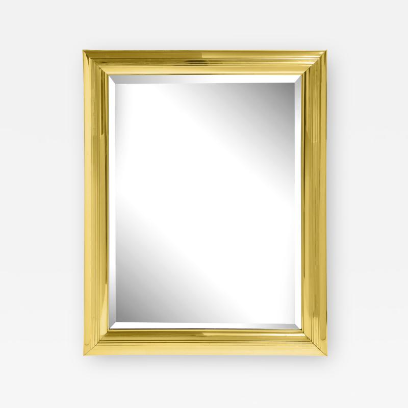Large Mirror with Molded Polished Brass Frame 1970s