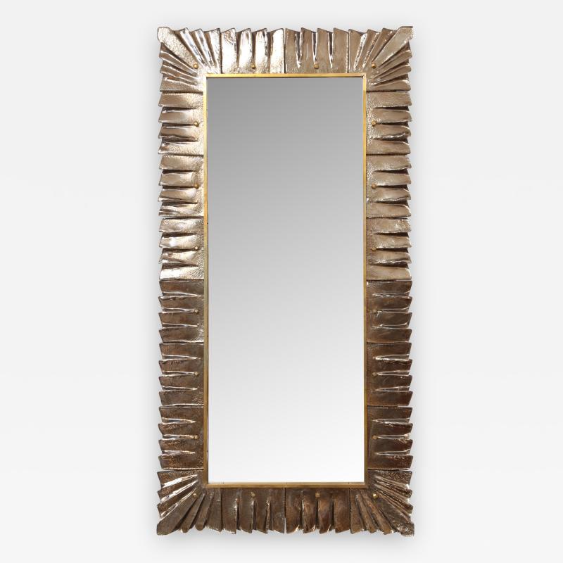 Large Modern Amber Murano Glass Mirror