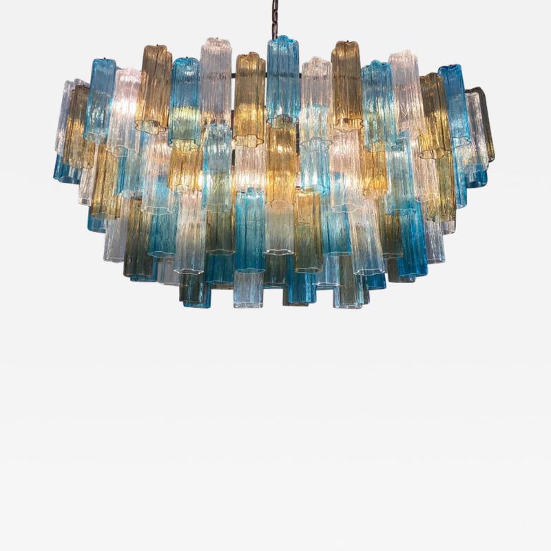 Large Modern Oval Shaped Multi Color Murano Glass Chandelier by Veneziani Arte