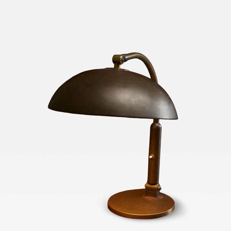 Large Modernist Desk Lamp in Patinated Brass 1930s