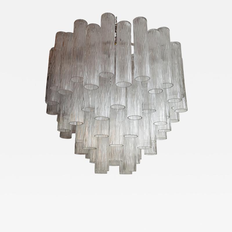 Large Modernist Murano Four Tier Crystal Clear Chandelier Contemporary