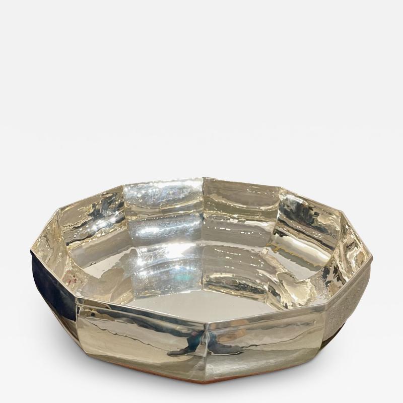 Large Modernist hand hammered center bowl 