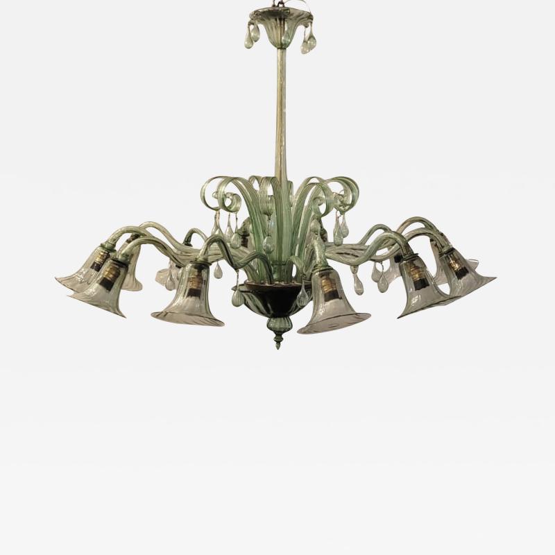 Large Murano Glass Chandelier Green