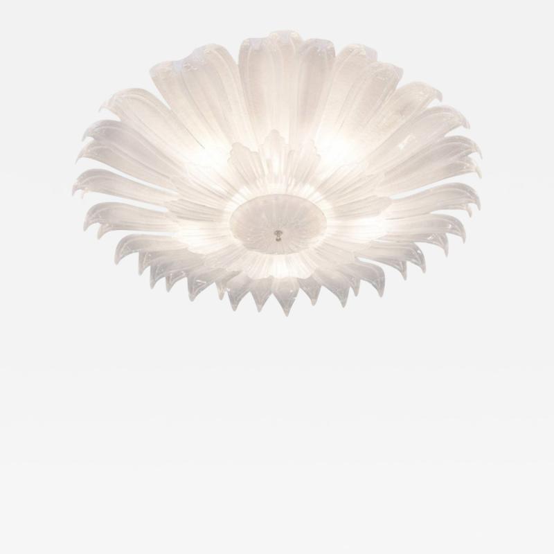 Large Murano Glass Flush Mount Flower Shaped Chandelier