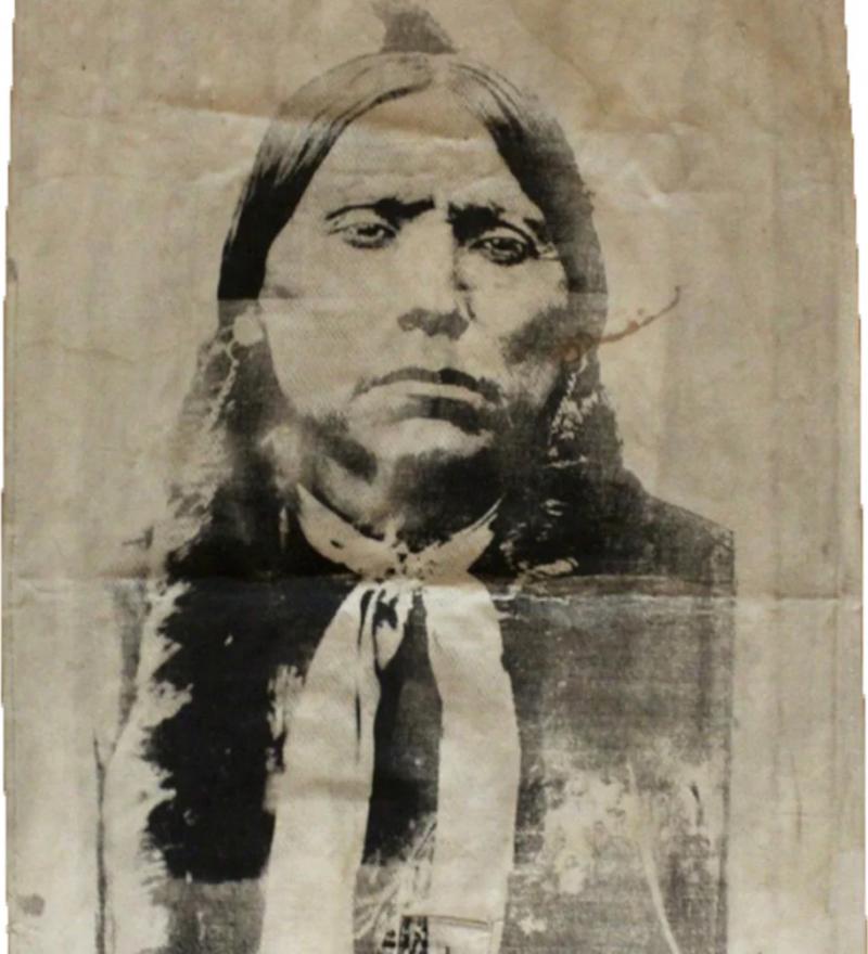 Large Native American Silkscreen on Vintage Canvas