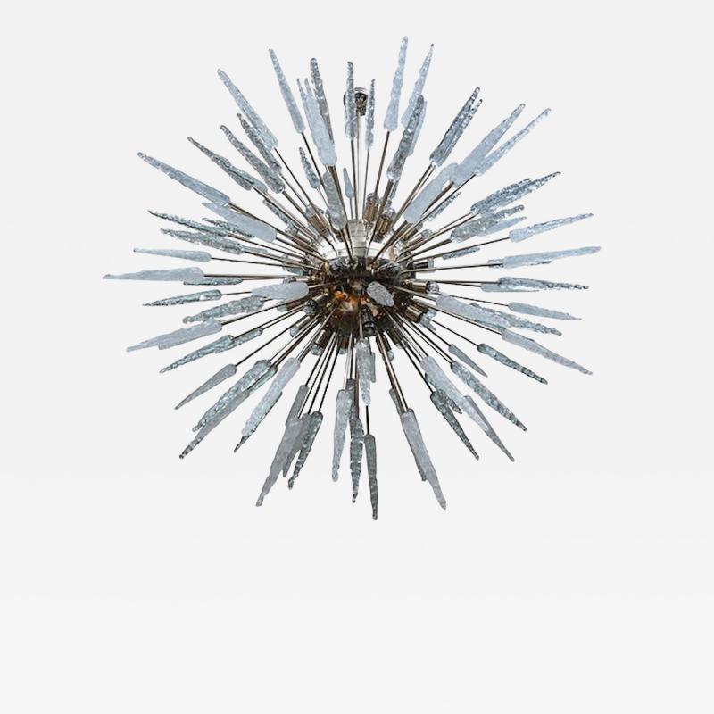 Large Nickel Finished Sputnik Chandelier with Murano Glass Spikes