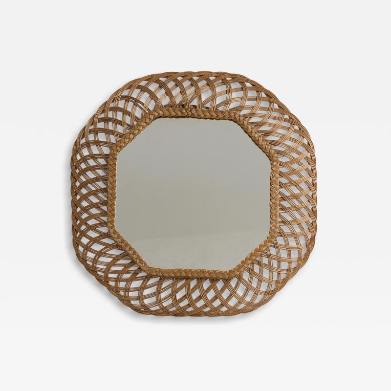 Large Octagonal Wicker Mirror