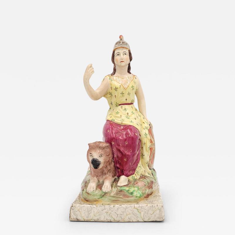 Large Old English Copy of Prattware Figure of Britannia U K circa 1900