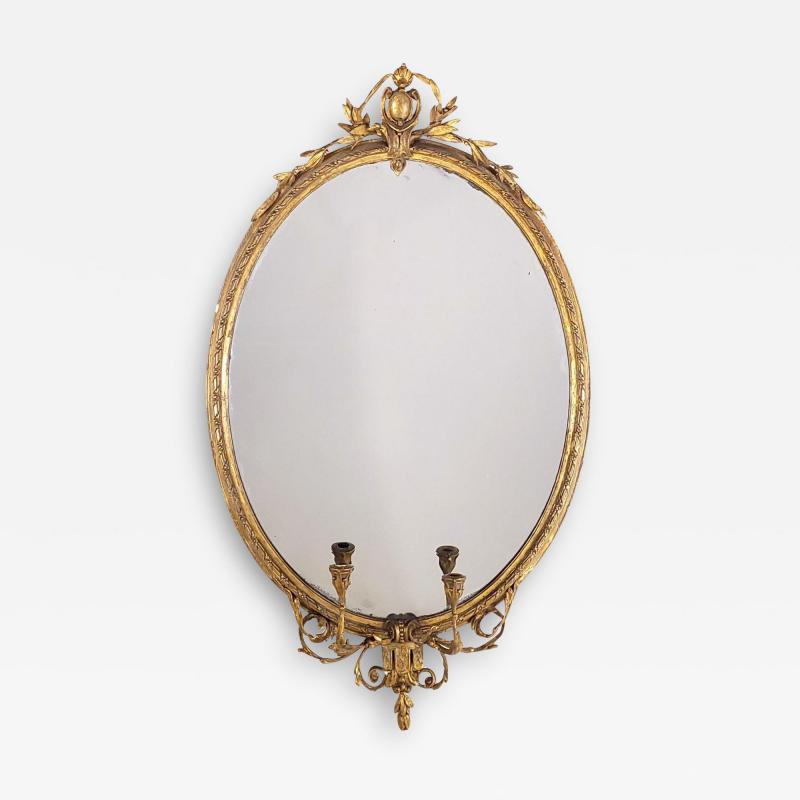 Large Oval Neoclassical Gilt wood Mirror England c 1850