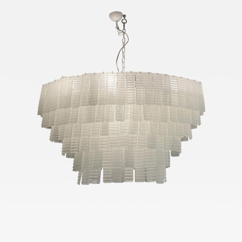 Large Oval White Murano Corrugated Chandelier