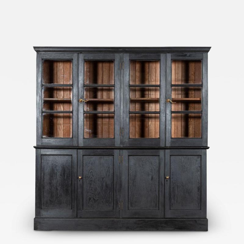 Large Pair 19thC English Grain Ebonised Pine Bookcases