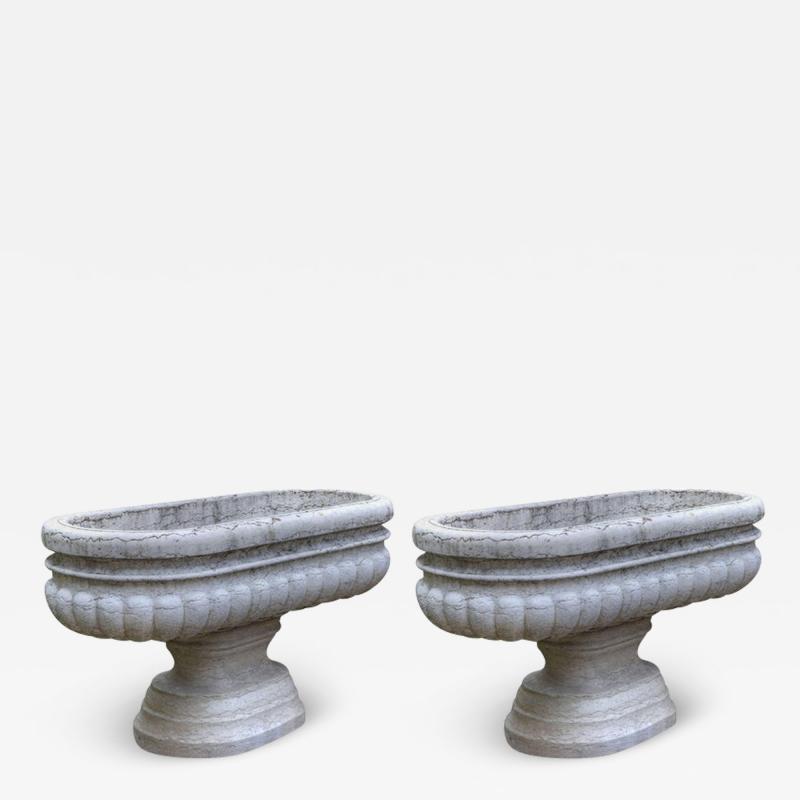 Large Pair of Antique Carved Istria Stone Vases