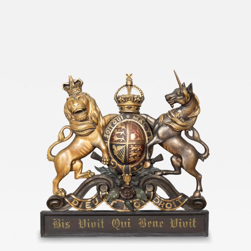 Large Parcel Gilt And Polychrome Coat Of Arms Of Great Britain