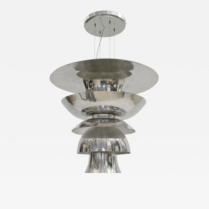 Large Polished Aluminum Pendant Light Fixture