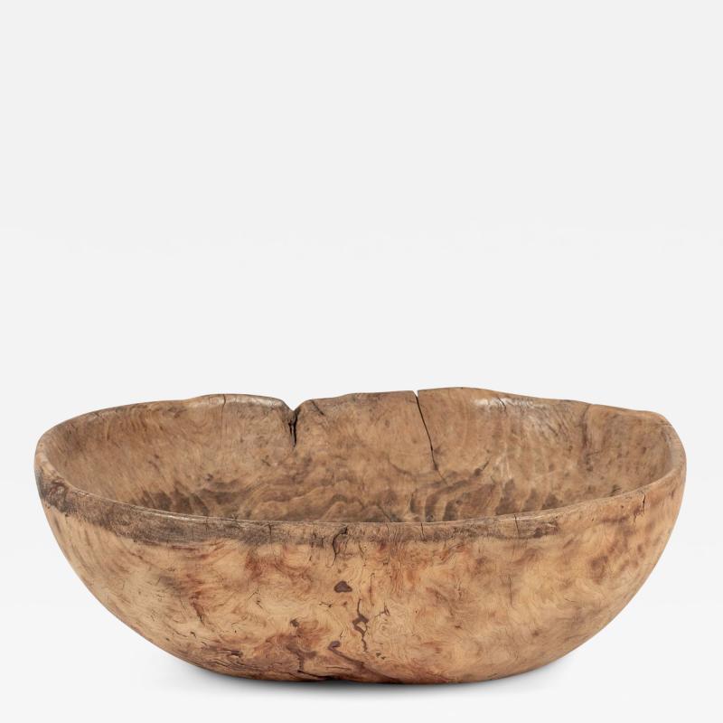 Large Primitive Oval Shaped Dug Out Bowl from Sweden