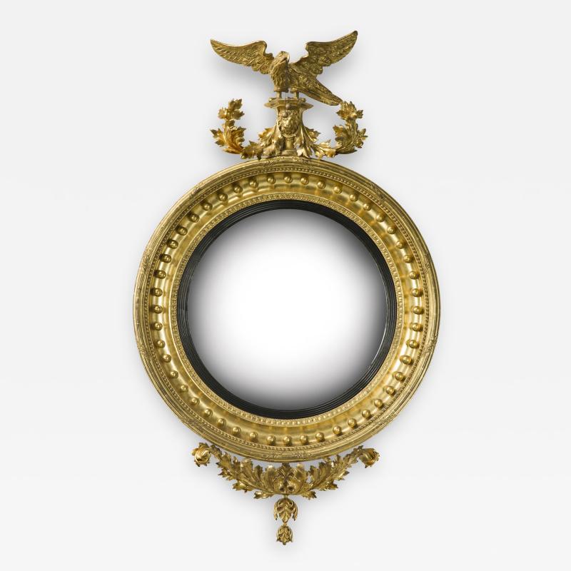 Large Regency giltwood convex mirror