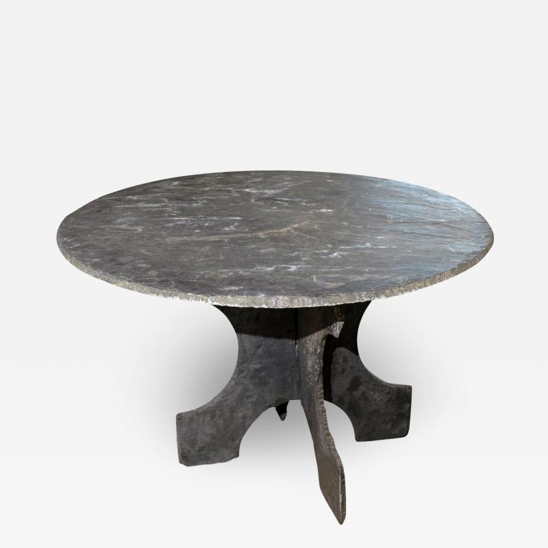 Large Round Vintage Slate Table