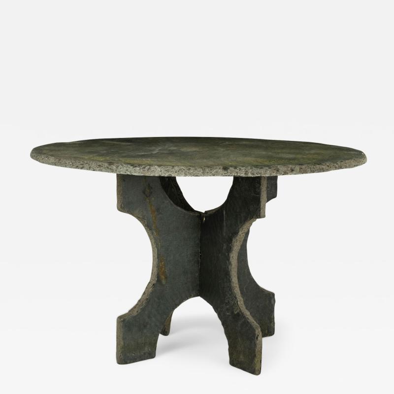 Large Round Vintage Slate Table