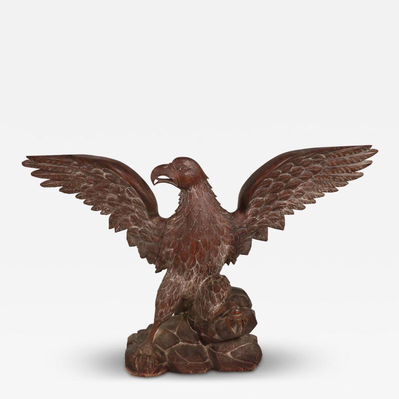 Large Scale Carved Oak Eagle Spain Circa 1900