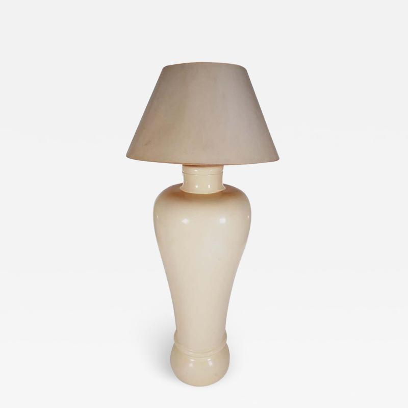 Large Scale Oversized Vintage Floor Lamp in Bone White Ceramic