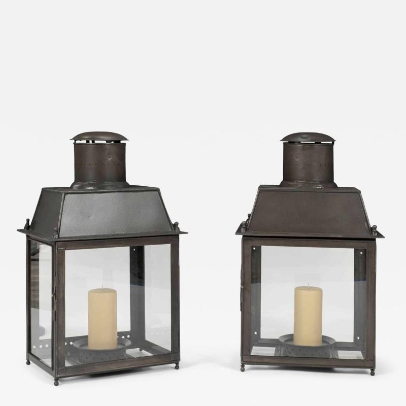 Large Scale Pair of French Tole Lanterns