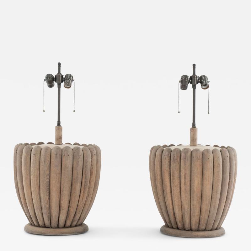 Large Scale Vintage Hand made Wooden Lamps