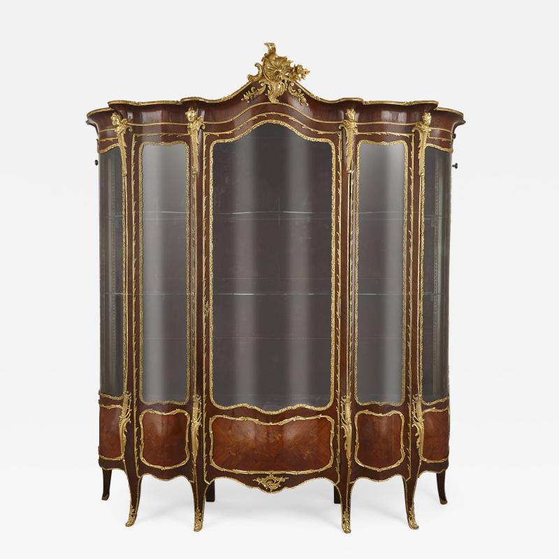 Large Second Empire gilt bronze and marquetry display cabinet