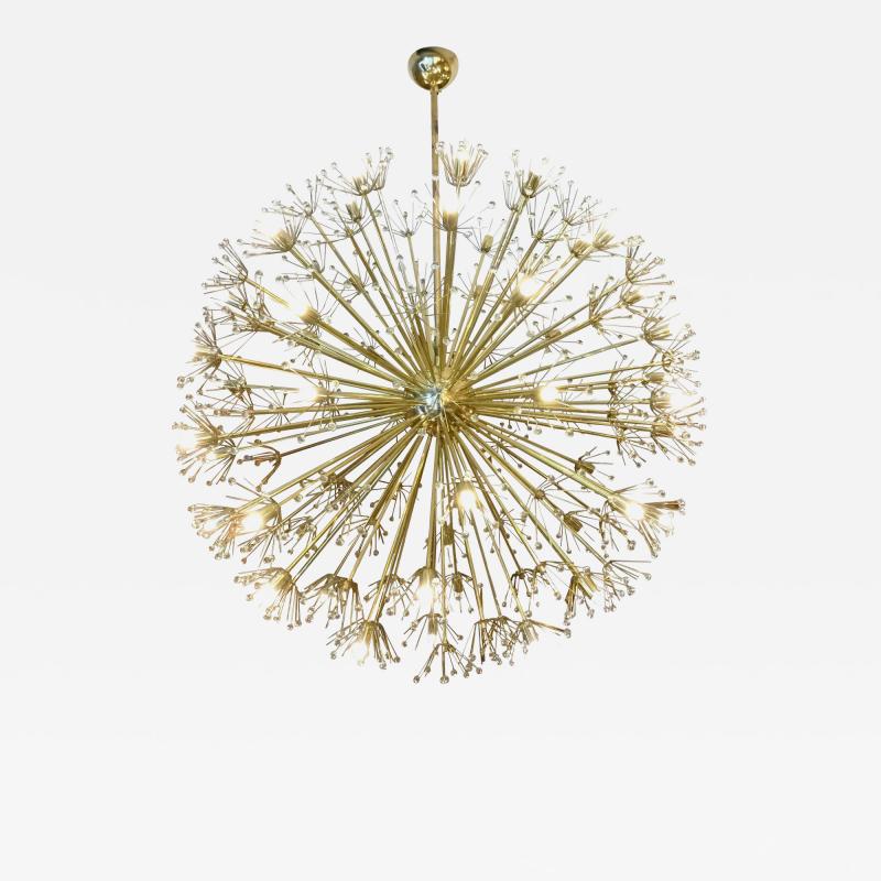 Large Sputnik chandelier in brass and glass Murano Italy circa 1980