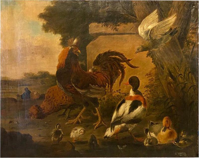 Large Still Life with Birds after Hondecoeter