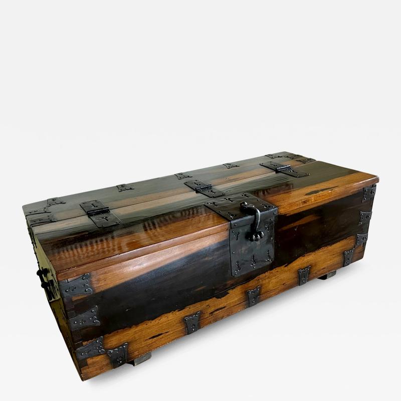 Large Striking Korean Ton Kwe Chest Persimmon Wood Joseon Dynasty