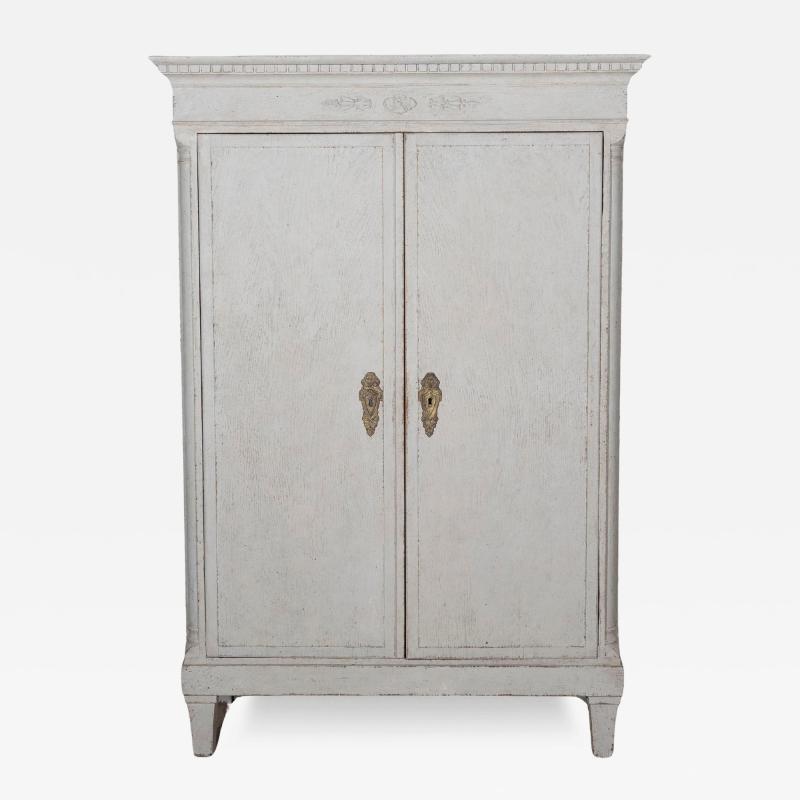 Large Swedish Gustavian Style Linen Cabinet with Carved Details Circa 1910