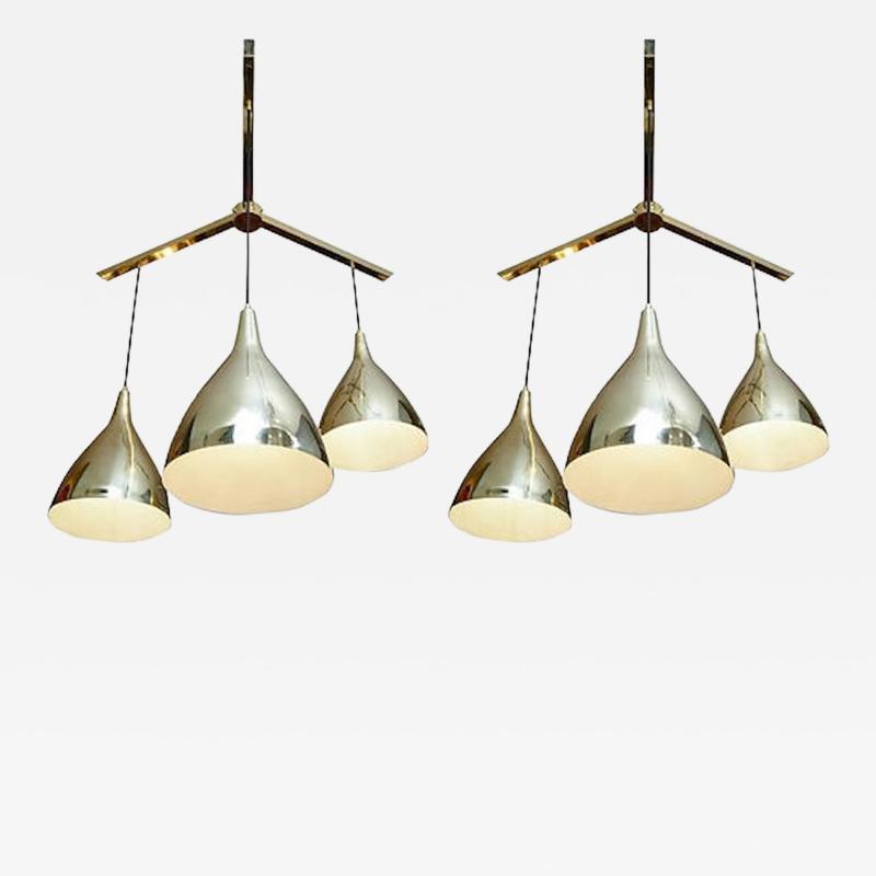 Large Three Brass Shades Pendant