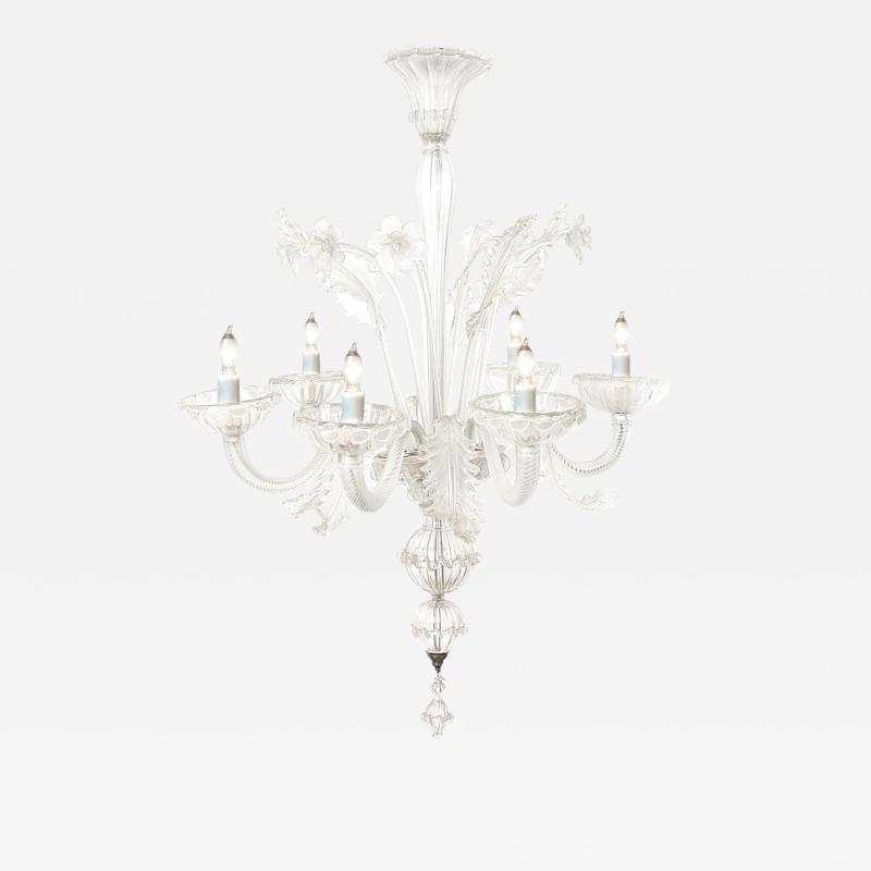 Large Venetian 6 Light Clear Glass Chandelier