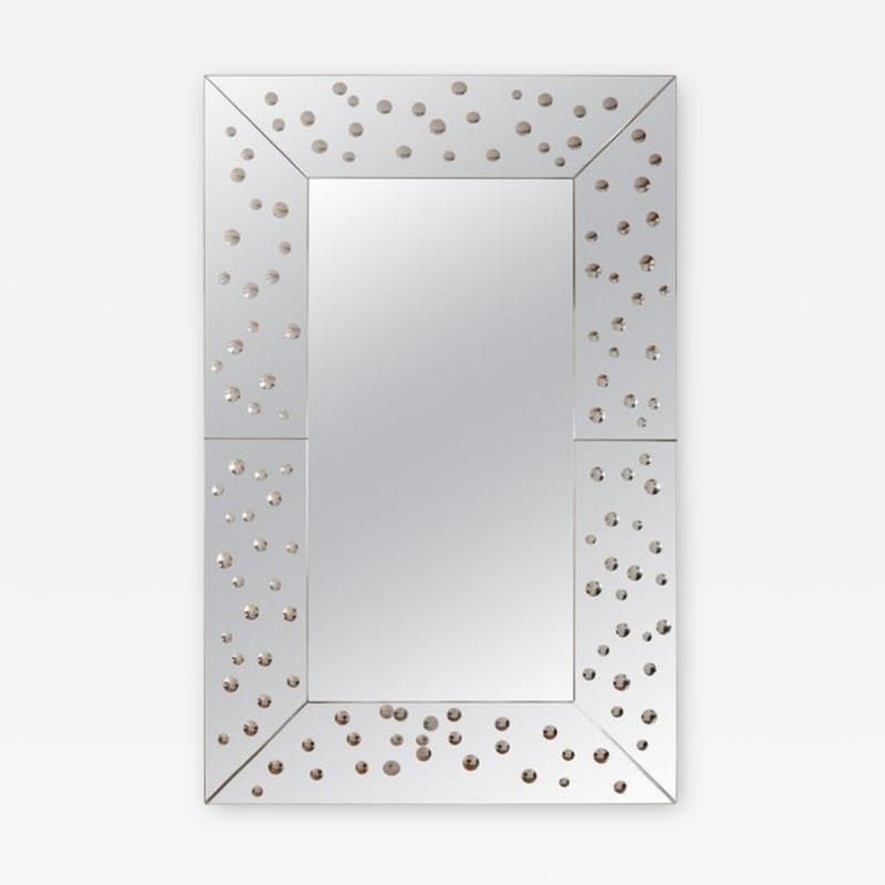 Large Venetian Etched Bubble Mirror Contemporary