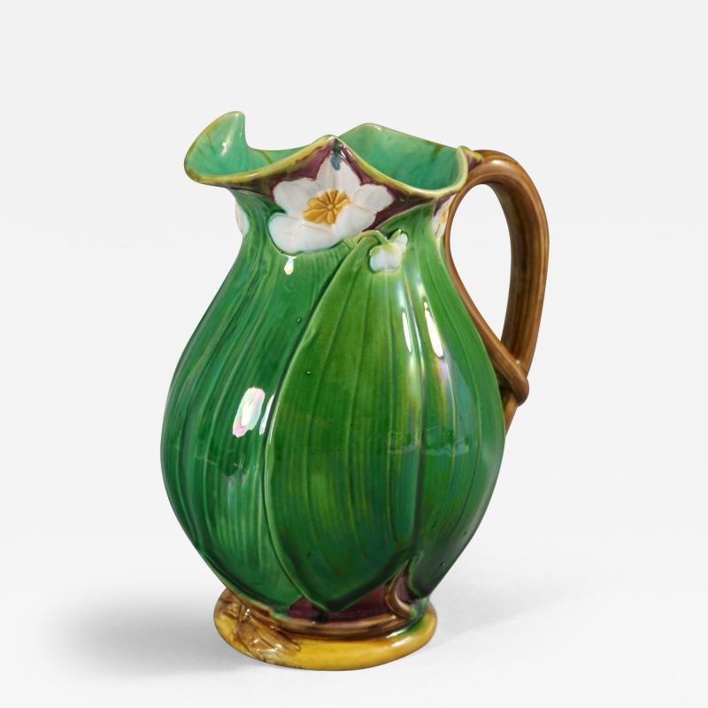 Large Victorian Minton Majolica Lily Jug Pitcher